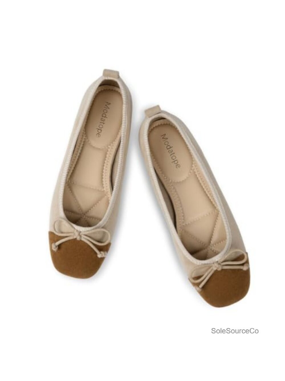 Women's Faux Suede Ballet Flats Square Toe Bow Slip On Comfort Dress Shoes